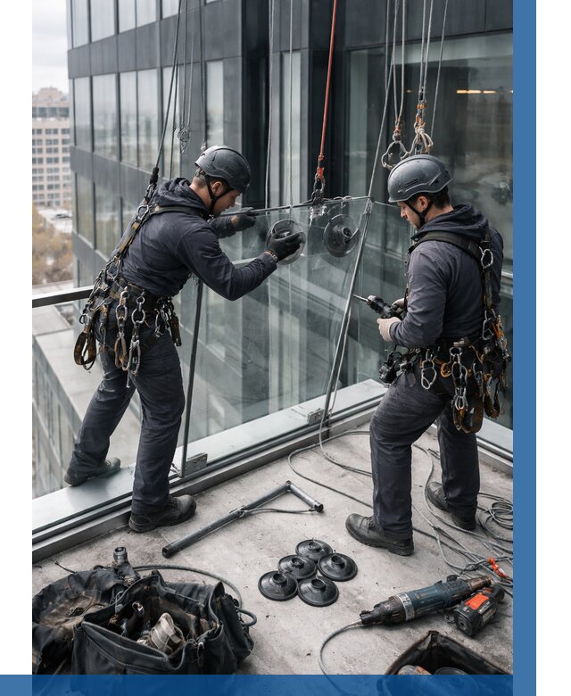 Монтаж стеклянных ограждений в Кольчугине от 2543 р. | ВЫСОТНИК-Кль