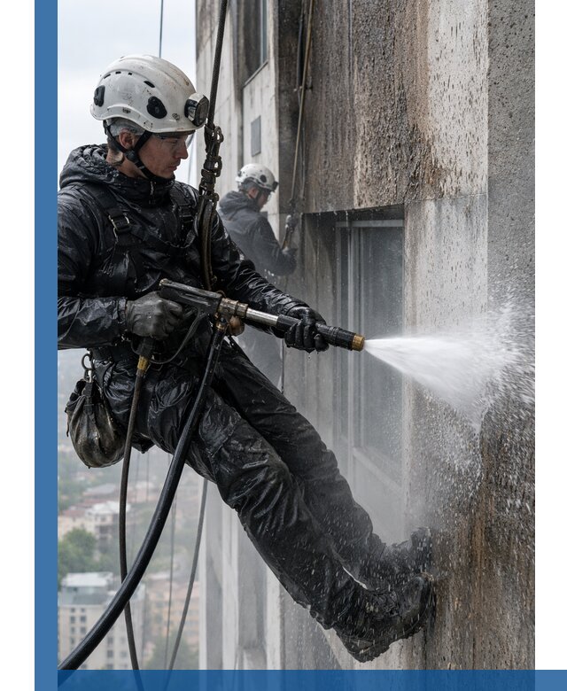 Гидроструйная очистка фасадов и конструкций в Кольчугине