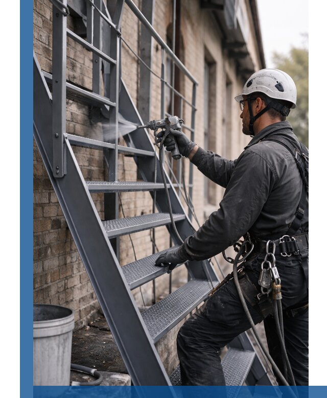 Покраска и антикоррозионная защита пожарных лестниц в Кольчугине