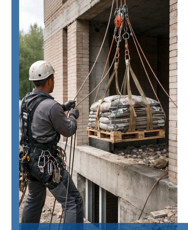 Подъем материалов на этаж веревками в Кольчугине оперативно