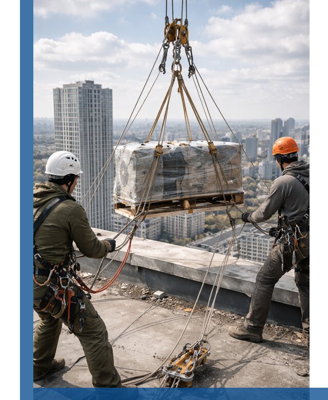 Подъем и монтаж крупногабаритных грузов на крышу в Кольчугине
