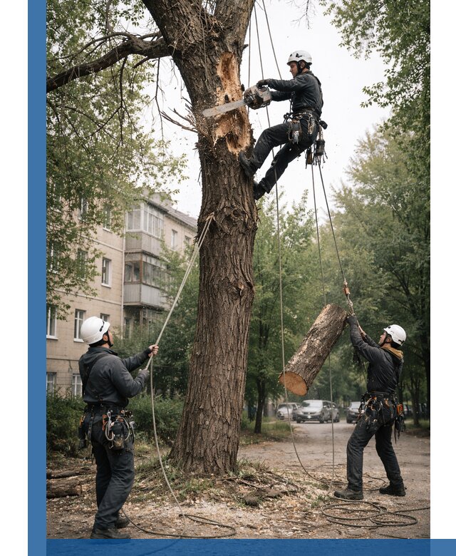 Срочное удаление аварийных деревьев в Кольчугине с гарантией безопасности