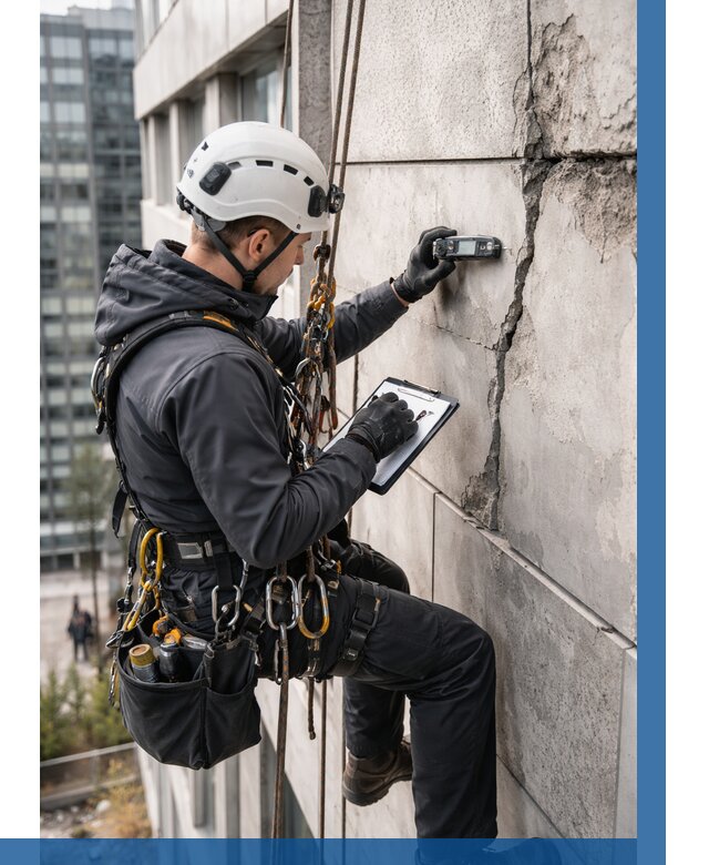 Обследование фасада альпинистами в Кольчугине от 122 р. | ВЫСОТНИК-Кль