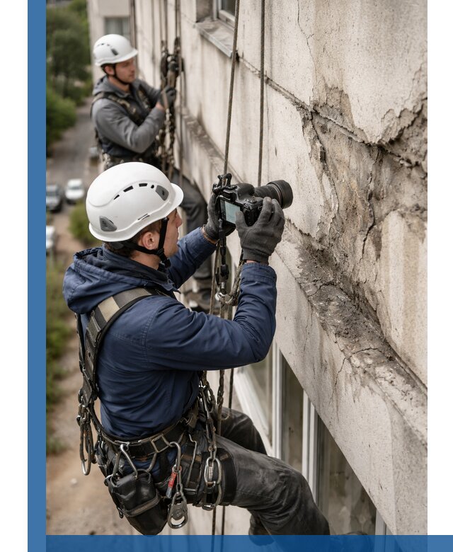 Фотофиксация дефектов фасада с высотной съемкой в Кольчугине