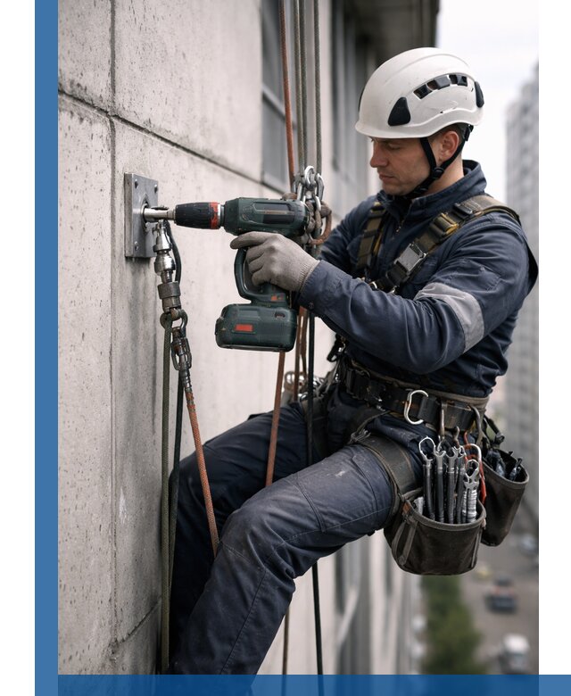 Установка анкерных точек для высотных работ в Кольчугине